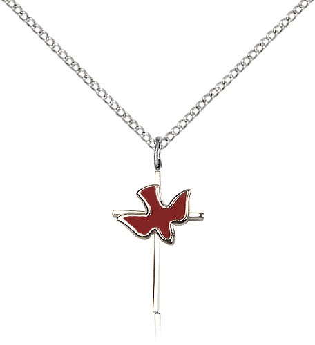 Holy Sprit Cross Pendant, Sterling Silver - 18&quot; 1.2mm Sterling Silver Chain + Clasp