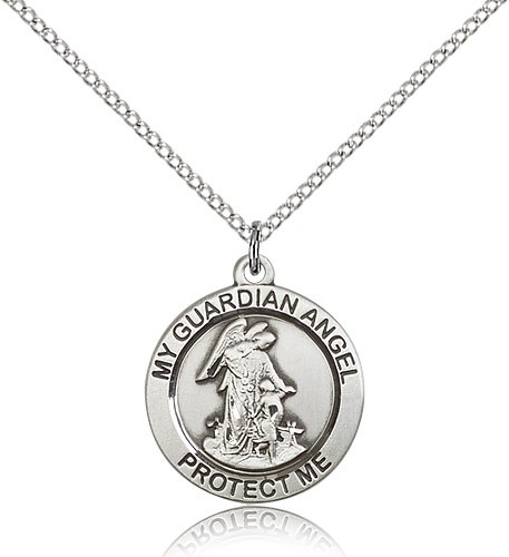 Guardian Angel Medal, Sterling Silver - Sterling Silver