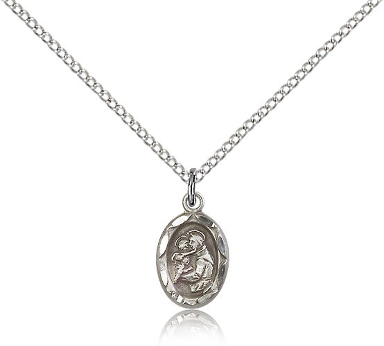 St. Anthony Medal, Sterling Silver - 18&quot; 1.2mm Sterling Silver Chain + Clasp