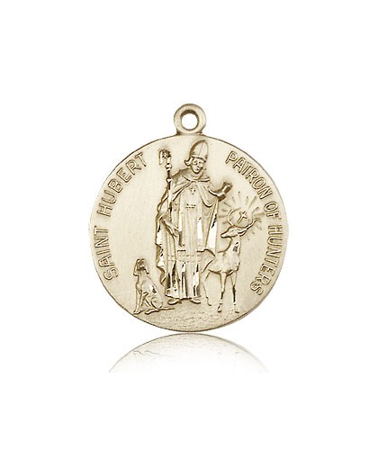 St. Hubert of Liege Medal, 14 Karat Gold - 14 KT Yellow Gold