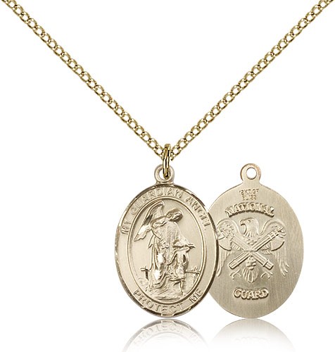 Guardian Angel National Guard Medal, Gold Filled, Medium - Gold-tone