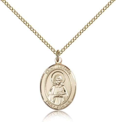 St. Lillian Medal, Gold Filled, Medium - Gold-tone