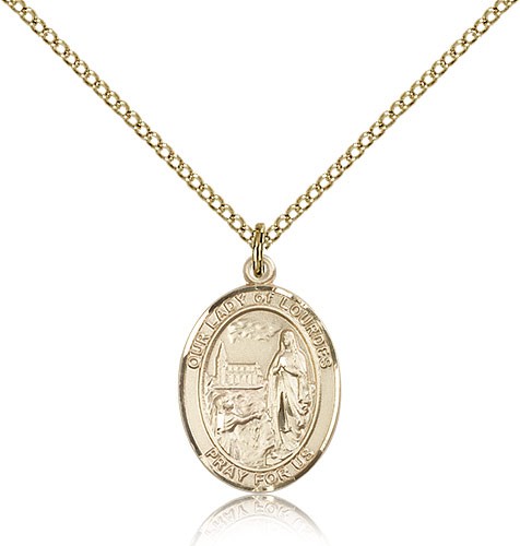 Our Lady of Lourdes Medal, Gold Filled, Medium - Gold-tone
