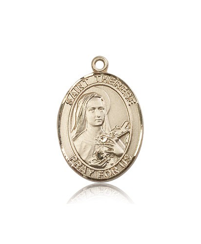 St. Therese of Lisieux Medal, 14 Karat Gold, Large - 14 KT Yellow Gold