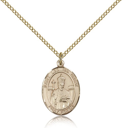 St. Leo the Great Medal, Gold Filled, Medium - Gold-tone
