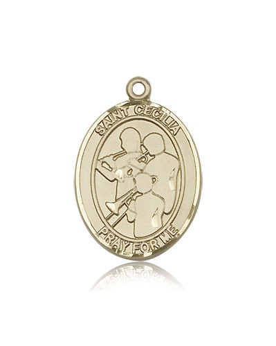 St. Cecilia Marching Band Medal, 14 Karat Gold, Large - 14 KT Yellow Gold