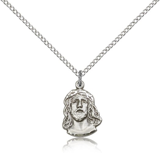 Ecce Homo Medal, Sterling Silver - 18&quot; 1.2mm Sterling Silver Chain + Clasp