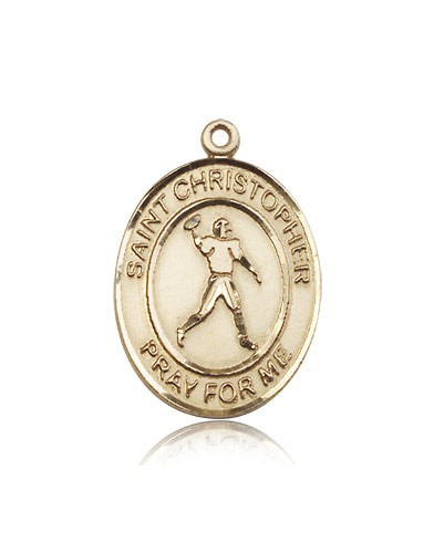 St. Christopher Football Medal, 14 Karat Gold, Large - 14 KT Yellow Gold