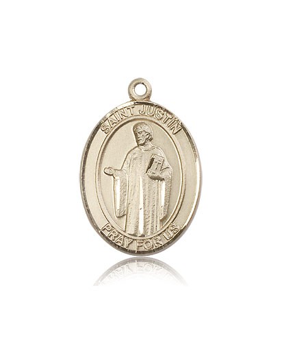 St. Justin Medal, 14 Karat Gold, Large - 14 KT Yellow Gold