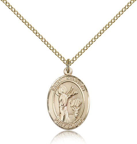 St. Kenneth Medal, Gold Filled, Medium - Gold-tone