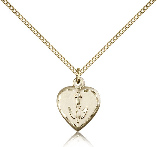 Heart Confirmation Medal, Gold Filled - Gold-tone