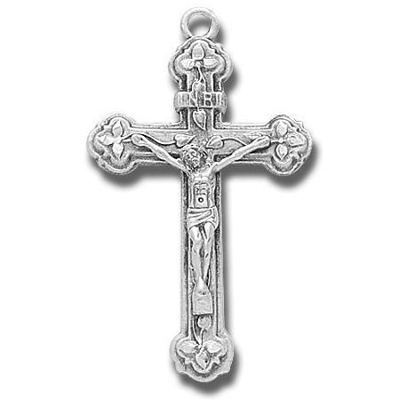Women's or Boy's Resurrection Crucifix Necklace, Sterling Silver with Chain - 20&quot; 2.2mm Stainless Steel Chain with Clasp