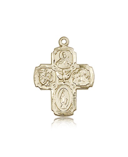 4 Way Cross Pendant, 14 Karat Gold - 14 KT Yellow Gold