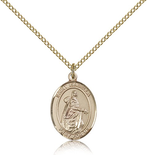 St. Isabella of Portugal Medal, Gold Filled, Medium - Gold-tone