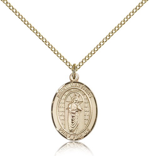 St. Matthias the Apostle Medal, Gold Filled, Medium - Gold-tone