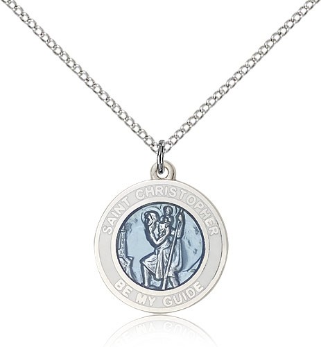 St. Christopher Medal, Sterling Silver - 18&quot; 1.2mm Sterling Silver Chain + Clasp