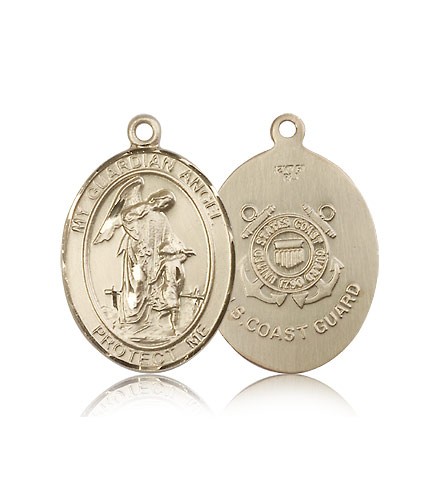 Guardian Angel Coast Guard Medal, 14 Karat Gold, Large - 14 KT Yellow Gold