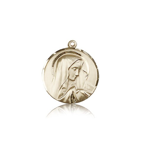 Sorrowful Mother Medal, 14 Karat Gold - 14 KT Yellow Gold