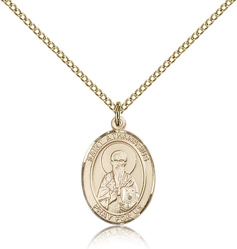 St. Athanasius Medal, Gold Filled, Medium - Gold-tone