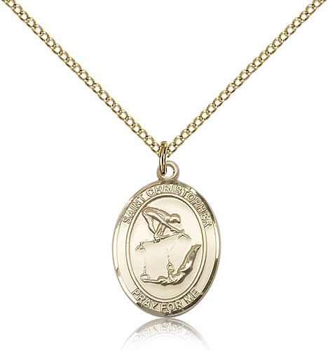 St Christopher Gymnastics Medal, Sterling Silver, Medium - Gold-tone