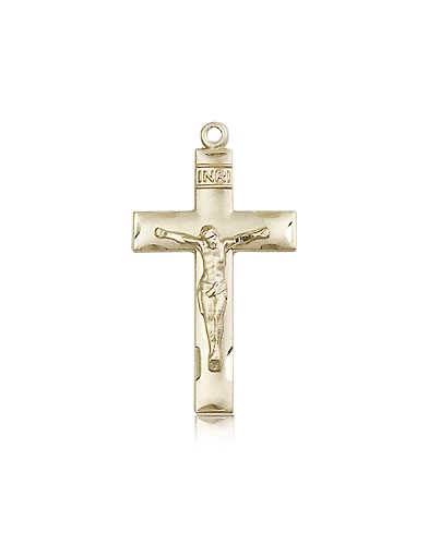 Crucifix Pendant, 14 Karat Gold - 14 KT Yellow Gold