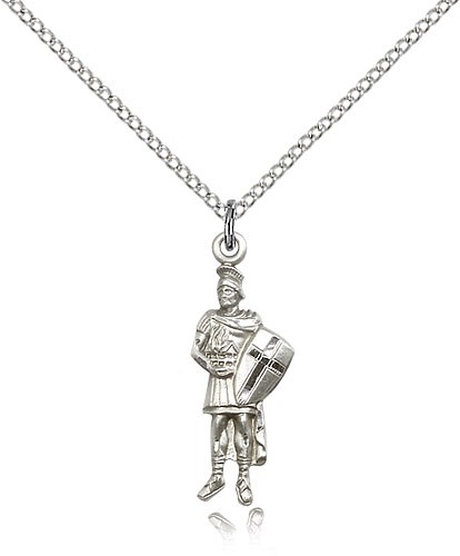 St. Florain Medal, Sterling Silver - 18&quot; 1.2mm Sterling Silver Chain + Clasp