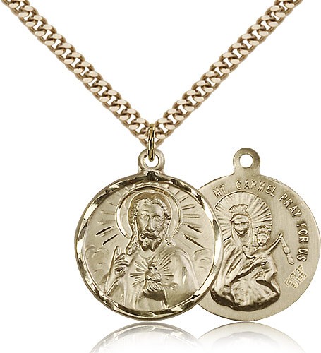Scapular Medal, Gold Filled - 24&quot; 2.4mm Gold Plated Endless Chain