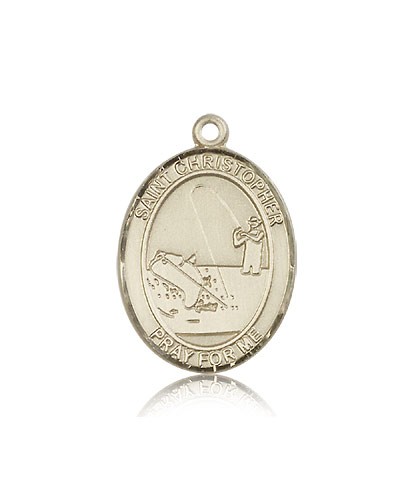 St. Christopher Fishing Medal, 14 Karat Gold, Large - 14 KT Yellow Gold