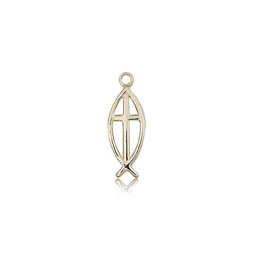 Fish Cross Pendant, 14 Karat Gold - 14 KT Yellow Gold