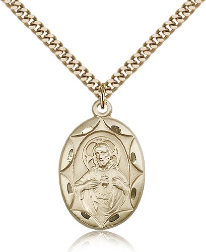 Scapular Medal, Gold Filled - 24&quot; 2.4mm Gold Plated Endless Chain