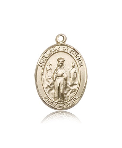 Our Lady of Knock Medal, 14 Karat Gold, Large - 14 KT Yellow Gold