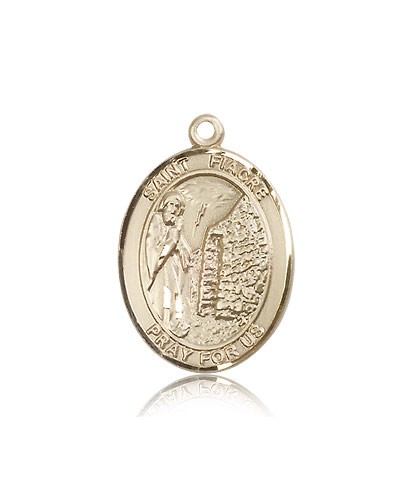 St. Fiacre Medal, 14 Karat Gold, Large - 14 KT Yellow Gold
