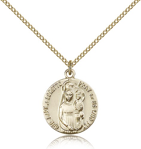 Our Lady of Loretto Medal, Gold Filled - Gold-tone