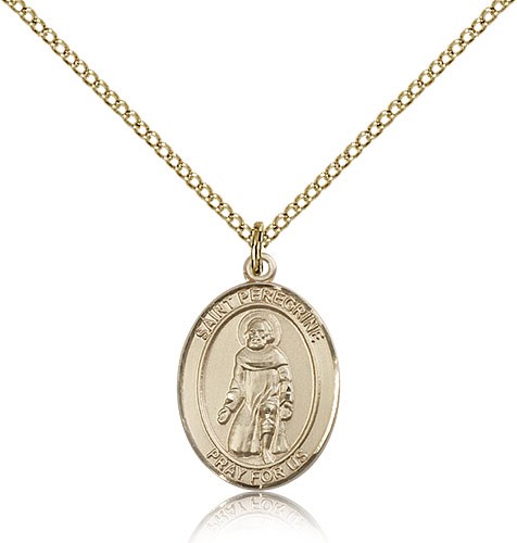 St. Peregrine Laziosi Medal, Gold Filled, Medium - Gold-tone
