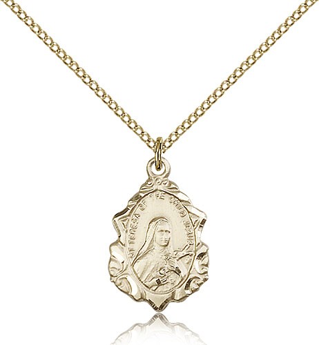 St. Theresa Medal, Gold Filled - Gold-tone
