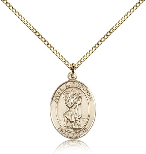 St. Christopher Medal, Gold Filled, Medium - Gold-tone