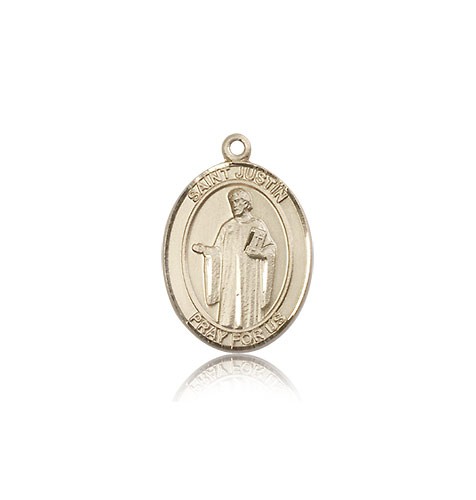 St. Justin Medal, 14 Karat Gold, Medium - 14 KT Yellow Gold