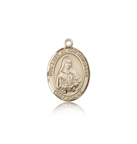 Our Lady of the Railroad Medal, 14 Karat Gold, Medium - 14 KT Yellow Gold