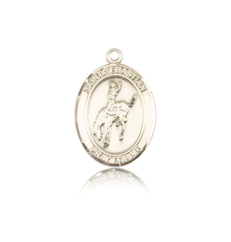 St. Sebastian Rodeo Medal, 14 Karat Gold, Medium - 14 KT Yellow Gold