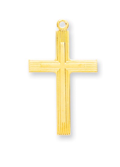 Cross Necklace, 16 Karat Gold Over Sterling Silver with Chain - Gold-tone