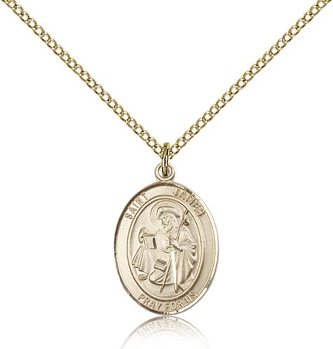 St. James the Greater Medal, Gold Filled, Medium - Gold-tone