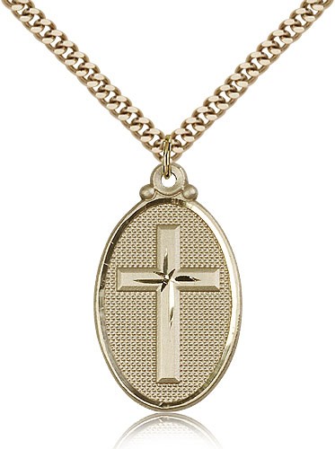 Cross Pendant, Gold Filled - 24&quot; 2.4mm Gold Plated Endless Chain