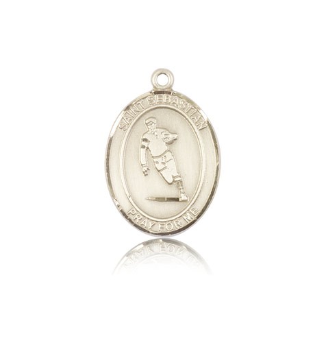 St. Sebastian Rugby Medal, 14 Karat Gold, Medium - 14 KT Yellow Gold