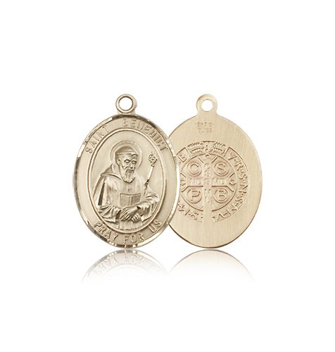 St. Benedict Medal, 14 Karat Gold, Medium - 14 KT Yellow Gold