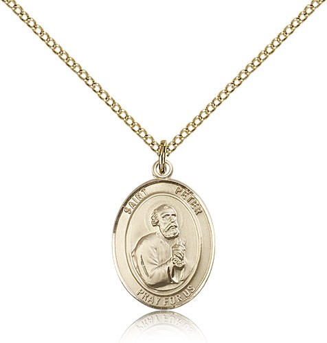 St. Peter the Apostle Medal, Gold Filled, Medium - Gold-tone