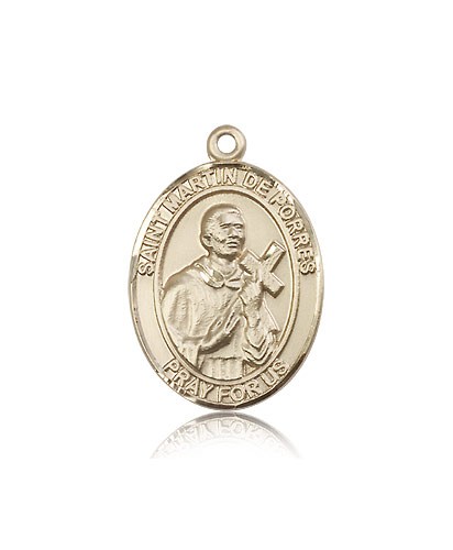 St. Martin De Porres Medal, 14 Karat Gold, Large - 14 KT Yellow Gold