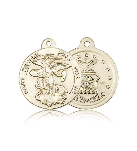 St. Michael Air Force Medal, 14 Karat Gold - 14 KT Yellow Gold