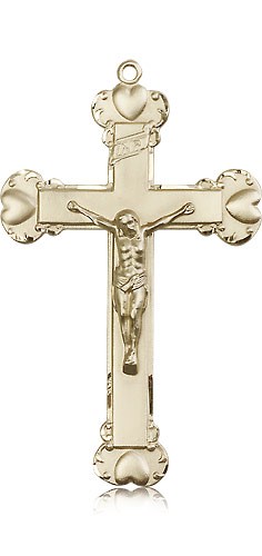 Crucifix Pendant, 14 Karat Gold - 14 KT Yellow Gold