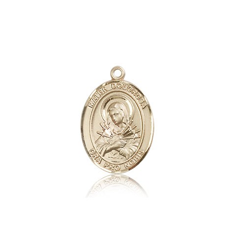 Mater Dolorosa Medal, 14 Karat Gold, Medium - 14 KT Yellow Gold