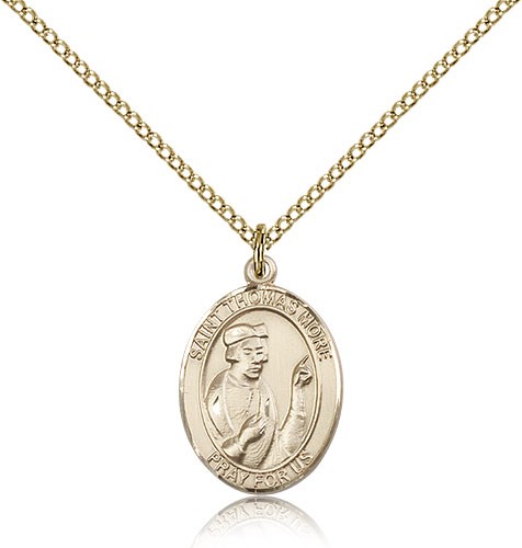 St. Thomas More Medal, Gold Filled, Medium - Gold-tone